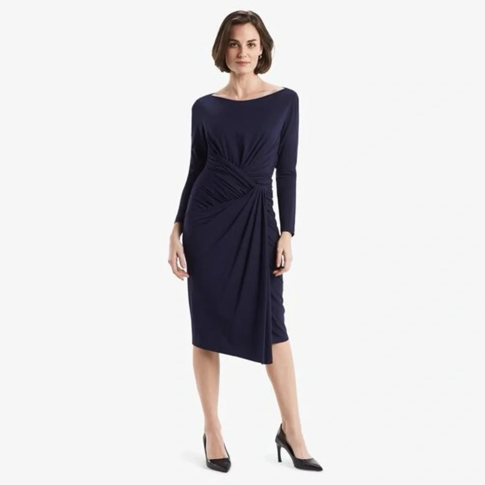 NWT. MM. Lafleur Keiko Dress Italian Knit Dark Iris Navy Dress. XL